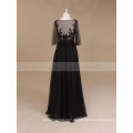 Mangas compridas Boho Beaded Black Wedding Dress